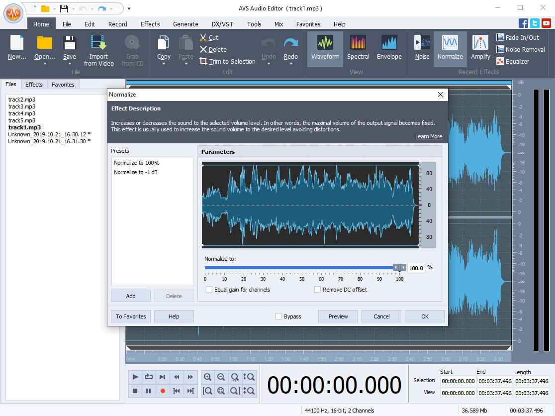 screenshot of AVS Audio Editor